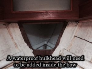 Bow where waterproof bulkhead is required
