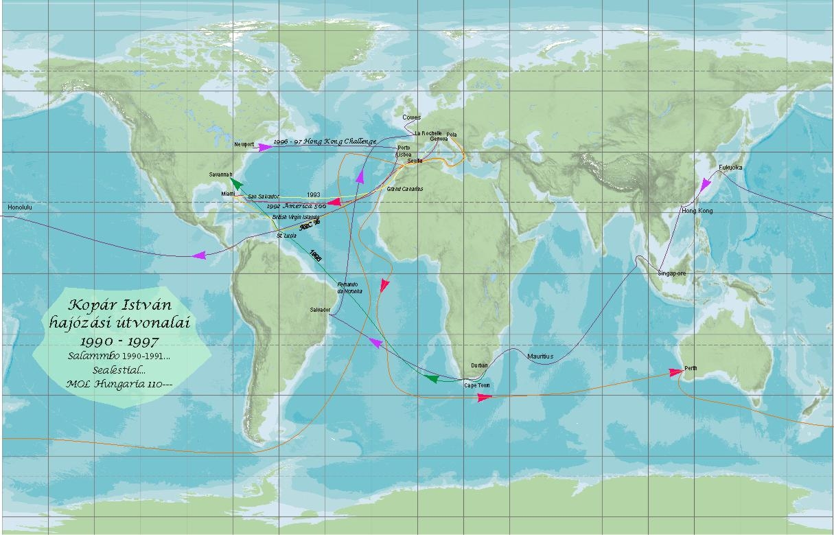 Istvan Kopar's offshore sailing world map