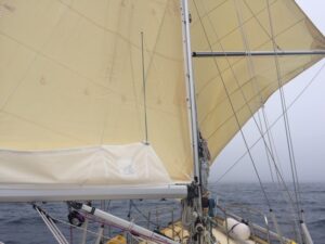Sailing in the foggy English Channel is never boring