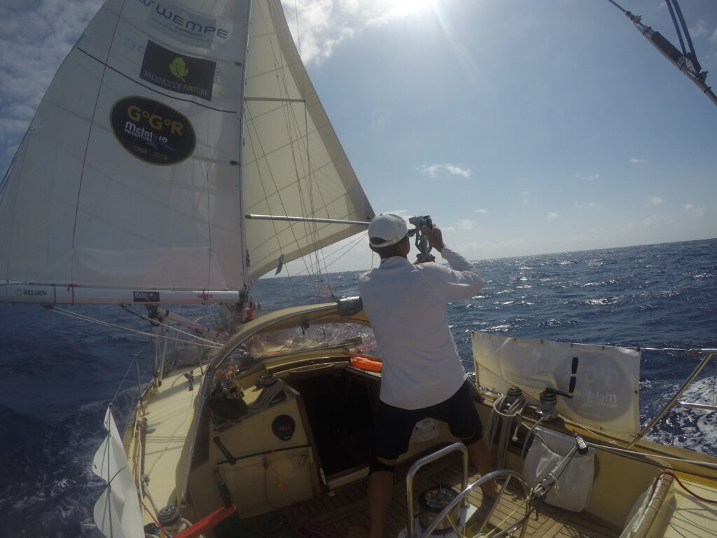 Shooting the sun during downwind sailing